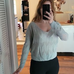 Elegant V-Neck Sweater in Soft Blue